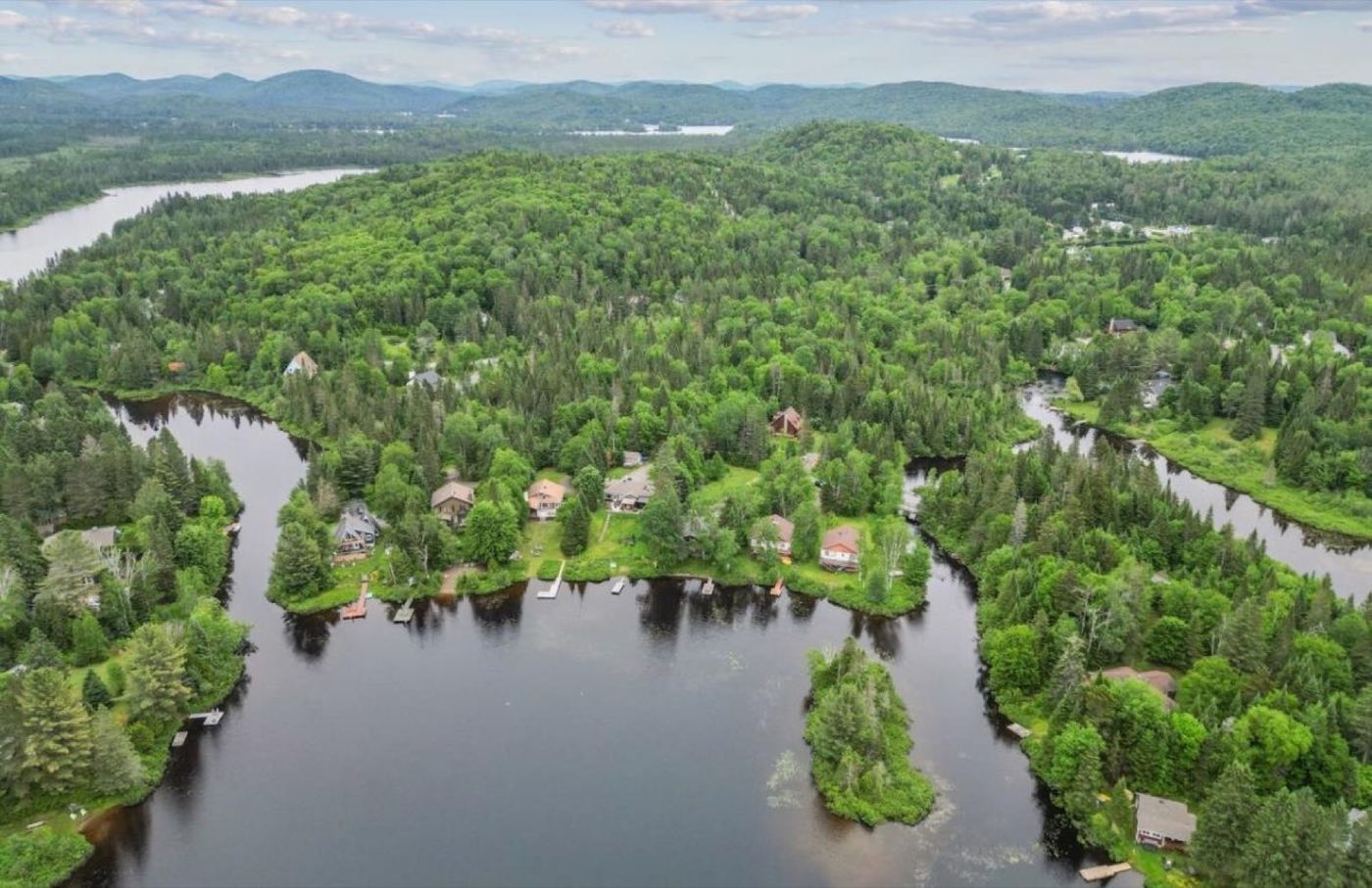Aerial view of the lakes and mountains
