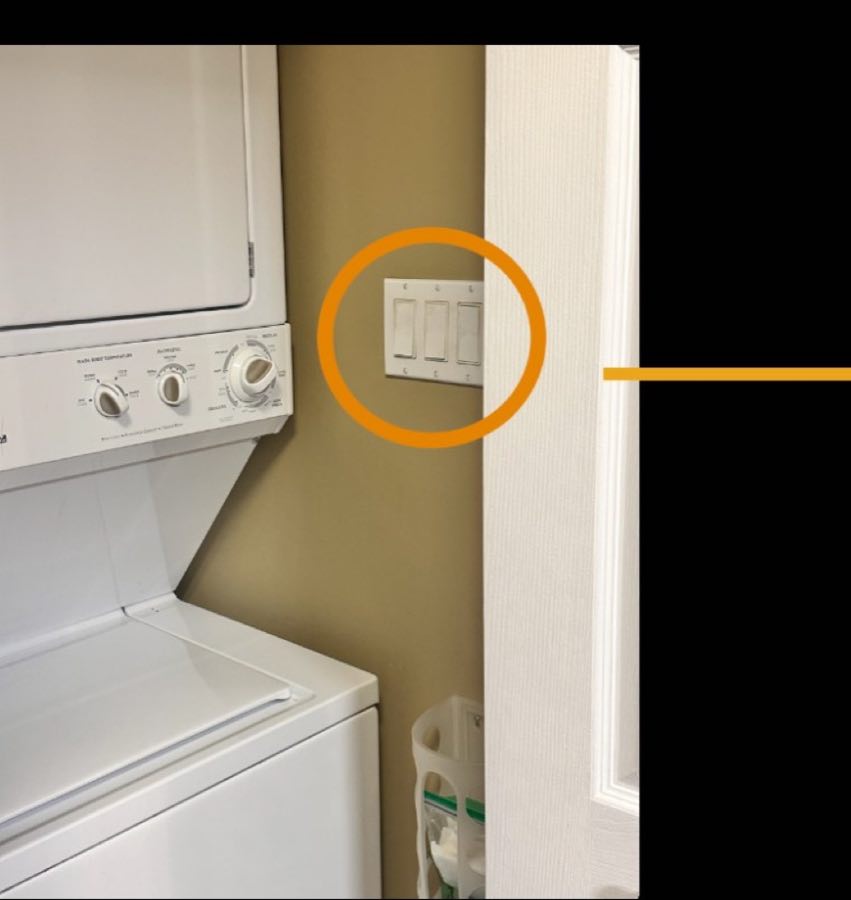 Dining light switch in the washer/dryer compartment