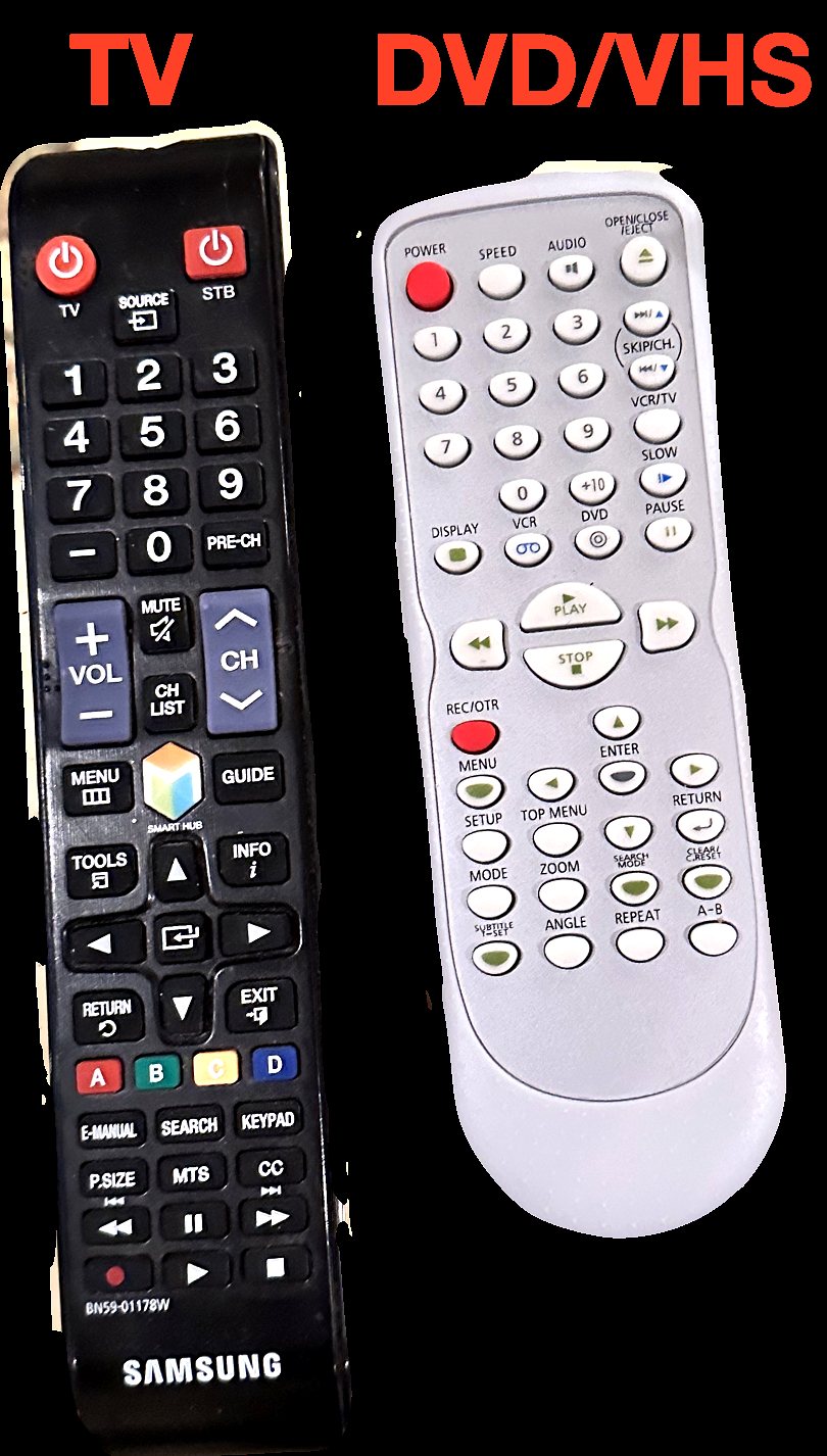 TV and DVD/VHS remote controls