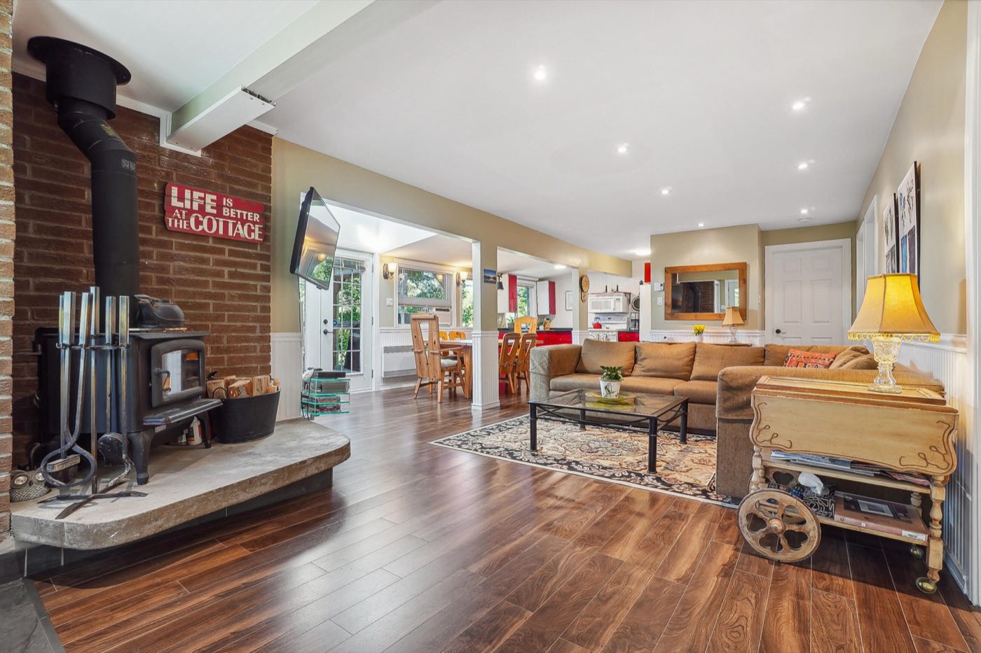 Living room with wood stove